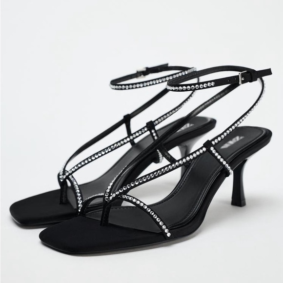 Zara Rhinestone Heeled Sandals US 6.5 - Picture 4 of 7